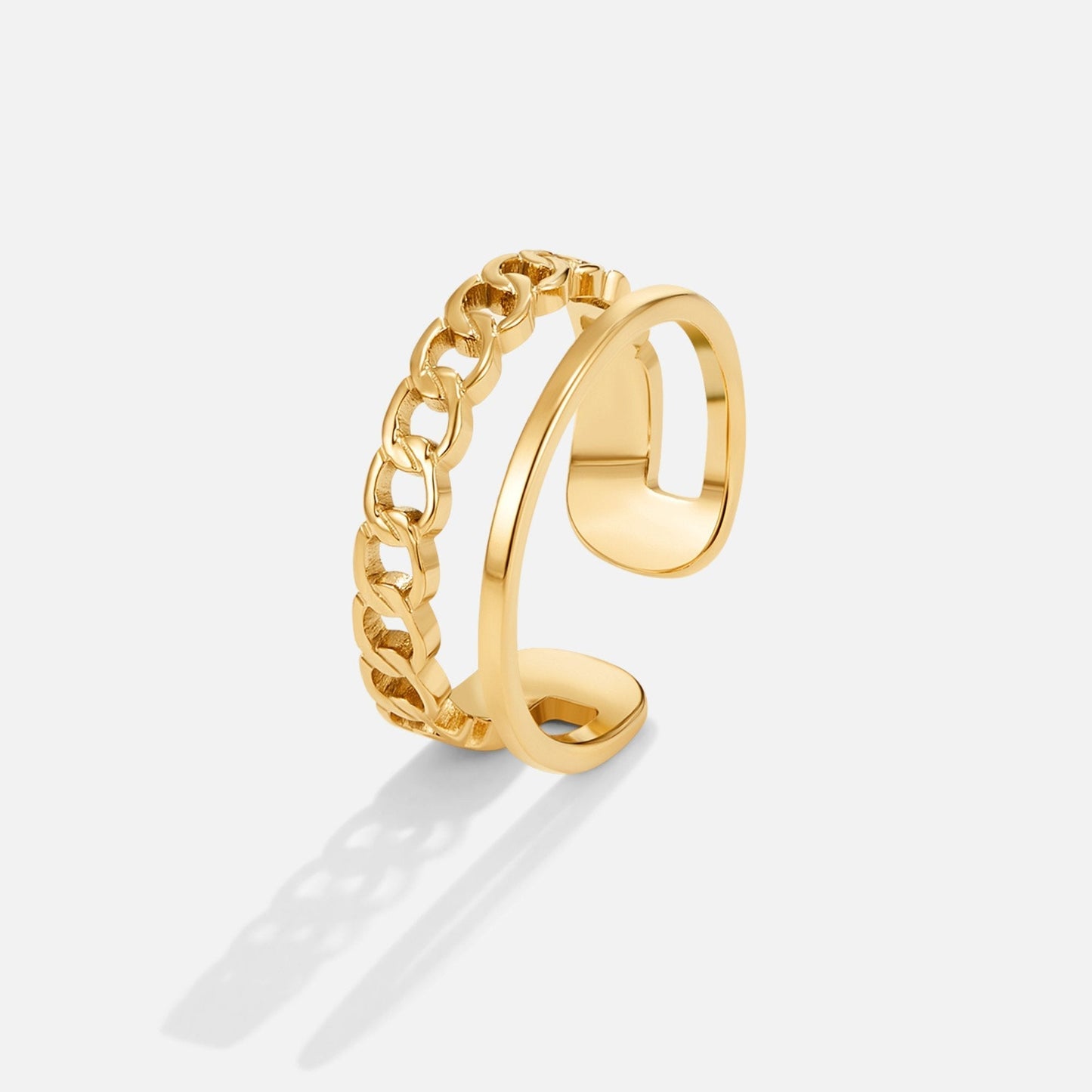 Bague superposée en chaîne d'or
