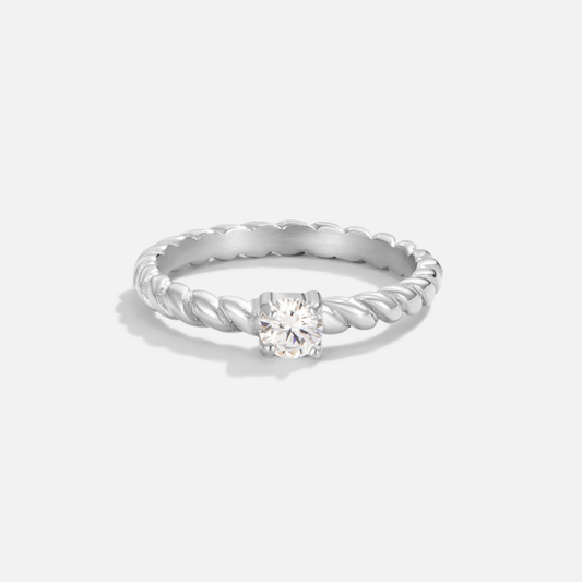 Bague Milan en cristal argenté torsadé