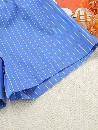 Nadine │Blau-weiß gestreiftes Pyjama-Set