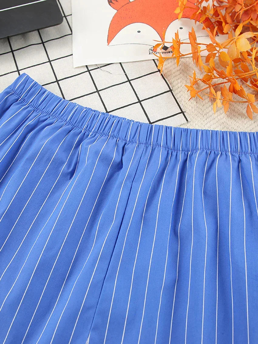 Nadine │Blau-weiß gestreiftes Pyjama-Set