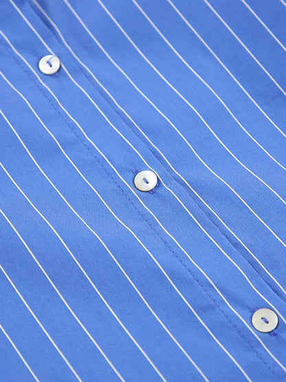 Nadine │Blau-weiß gestreiftes Pyjama-Set
