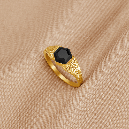 Bague Phoenix en onyx noir