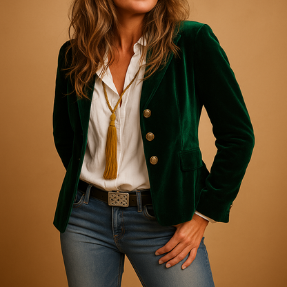 Rive™ | Retro Slim Fit Blazer mit Revers und Taschen für Frauen