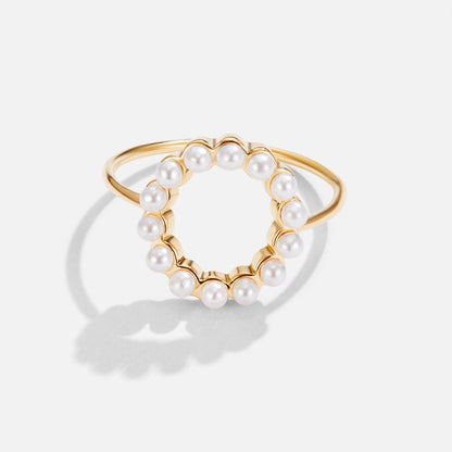 Bague classique Sabrina à perles rondes