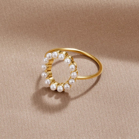 Bague classique Sabrina à perles rondes
