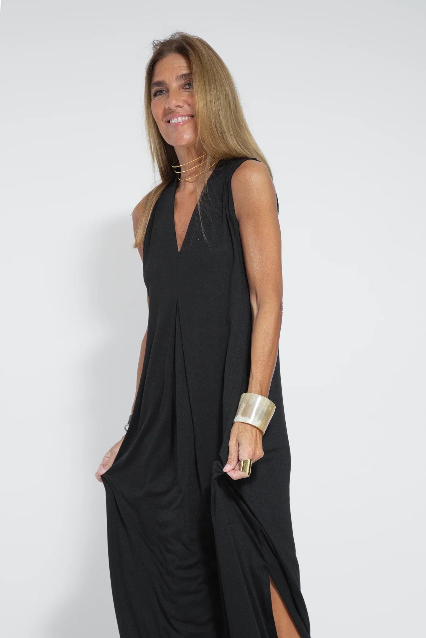 Carmela | Elegantes langes Kleid mit Strickjacke