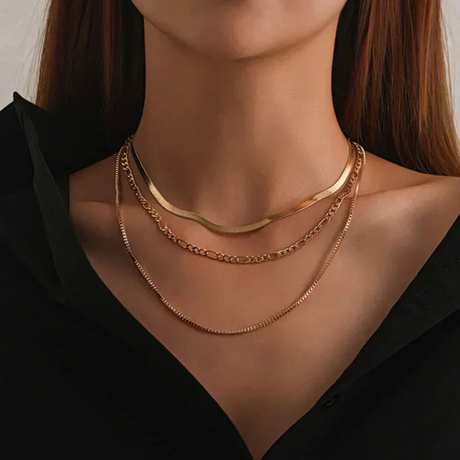 Giselle | Dreiteilige goldene Layering-Halskette
