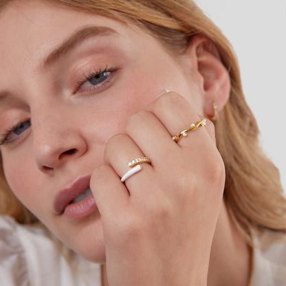 Bague en or à perles ondulées