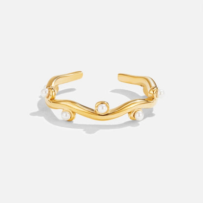 Bague en or à perles ondulées